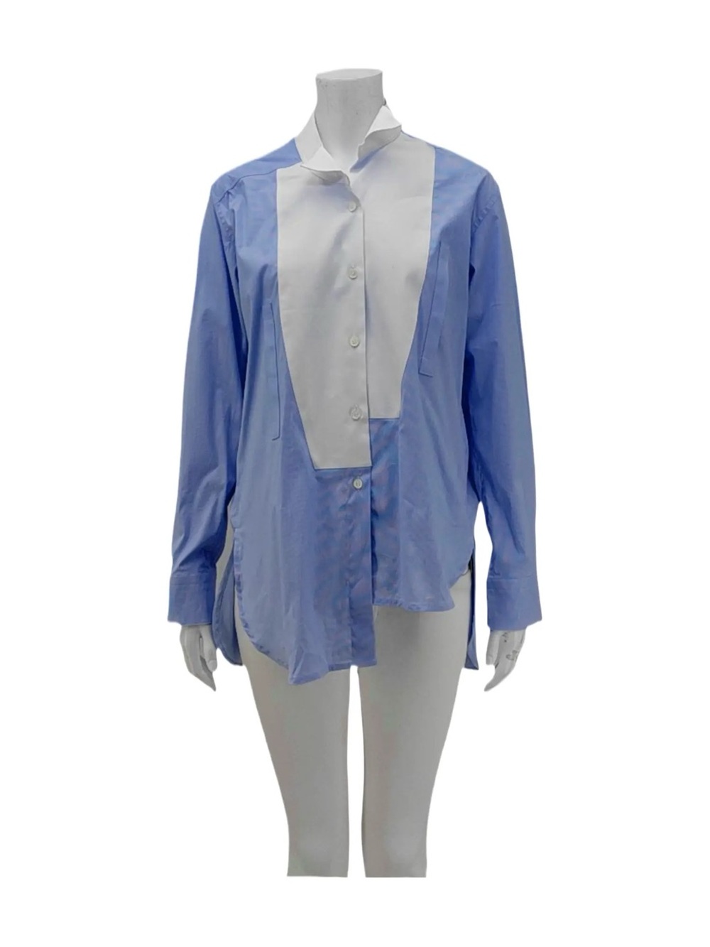 Loewe Women’s Light Blue Button-Down Shirt with White Bib